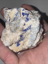 Load image into Gallery viewer, 152g Rare Blue Linarite on cerussite, with leadhillite Lapidary Rough Gemstone