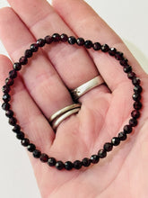Load image into Gallery viewer, 4mm Faceted Natural Garnet 7.5" Stretch GemStone Healing Bracelet
