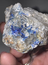 Load image into Gallery viewer, 101g Rare Blue Linarite on cerussite, with leadhillite Lapidary Rough Gemstone