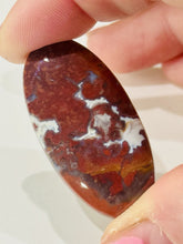 Load image into Gallery viewer, 29ct Red Plume Moss Agate Oval Gemstone Cabochon 20x40mm Old Stock Lapidary