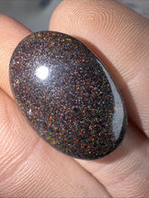 Load image into Gallery viewer, 13ct Australian Andamooka Black Matrix Rainbow Opal Gemstone Cabochon 23x15mm