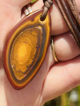 Load image into Gallery viewer, Handcrafted Australian Boulder Koroit Opal Genuine Leather Cord Necklace W/Flash