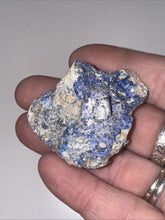 Load image into Gallery viewer, 26g Rare Blue Linarite on cerussite, with leadhillite Lapidary Rough Gemstone