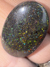 Load image into Gallery viewer, 15ct Australian Andamooka Black Matrix Rainbow Opal Gemstone Cabochon 24x15mm
