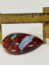 Load image into Gallery viewer, 50ct Red Moss Plume Agate Druzy Gemstonee Cabochon 30x35mm Lapidary old stock