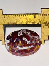 Load image into Gallery viewer, 37ct Red Moss Plume Agate Round Gemstone Cabochon 30mm Old Stock Lapidary