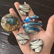 Load image into Gallery viewer, Murano-Style Lampwork Glass Pendants Round &amp; Heart Set Jewlery Making Supply