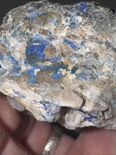 Load image into Gallery viewer, 152g Rare Blue Linarite on cerussite, with leadhillite Lapidary Rough Gemstone