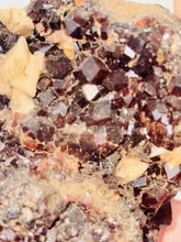 Load image into Gallery viewer, 288g Natural Red Garnet Crystal Cluster Display Specimen on Matrix W/ Calcite
