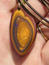 Load image into Gallery viewer, Handcrafted Australian Boulder Koroit Opal Genuine Leather Cord Necklace W/Flash