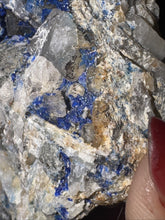 Load image into Gallery viewer, 152g Rare Blue Linarite on cerussite, with leadhillite Lapidary Rough Gemstone