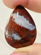 Load image into Gallery viewer, 50ct Red Moss Plume Agate Druzy Gemstonee Cabochon 30x35mm Lapidary old stock