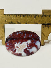 Load image into Gallery viewer, 38ct Red Moss Plume Agate Round Gemstone Cabochon 33mm Old Stock Lapidary