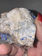 Load image into Gallery viewer, 101g Rare Blue Linarite on cerussite, with leadhillite Lapidary Rough Gemstone
