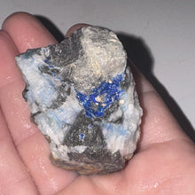 Load image into Gallery viewer, 91g Rare Blue Linarite on cerussite, with leadhillite Lapidary Rough Gemstone