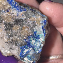 Load image into Gallery viewer, 91g Rare Blue Linarite on cerussite, with leadhillite Lapidary Rough Gemstone