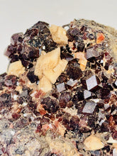 Load image into Gallery viewer, 288g Natural Red Garnet Crystal Cluster Display Specimen on Matrix W/ Calcite