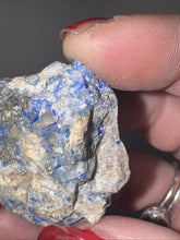 Load image into Gallery viewer, 28g Rare Blue Linarite on cerussite, with leadhillite Lapidary Rough Gemstone