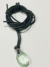 Load image into Gallery viewer, Sterling silver .925 Green Fluorite GemStone on Genuine Leather cord Necklace