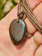 Load image into Gallery viewer, Handcrafted Australian Boulder Koroit Opal Genuine Leather Cord Necklace W/Flash