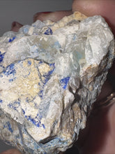 Load image into Gallery viewer, 152g Rare Blue Linarite on cerussite, with leadhillite Lapidary Rough Gemstone