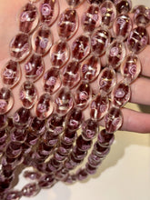 Load image into Gallery viewer, 1 Strand 15” Czech Millefiori Rare Rose Pink Floral Oval Glass Bead Lampwork