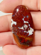 Load image into Gallery viewer, 29ct Red Plume Moss Agate Oval Gemstone Cabochon 20x40mm Old Stock Lapidary