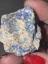 Load image into Gallery viewer, 28g Rare Blue Linarite on cerussite, with leadhillite Lapidary Rough Gemstone