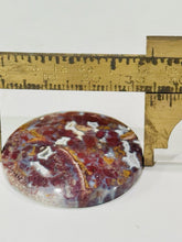 Load image into Gallery viewer, 49ct Red Moss Plume Agate Round Gemstone Cabochon 34mm Old Stock Lapidary