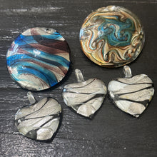 Load image into Gallery viewer, Murano-Style Lampwork Glass Pendants Round &amp; Heart Set Jewlery Making Supply
