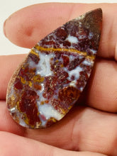Load image into Gallery viewer, 48ct Red Moss Plume Agate Tear Drop Gemstone Cabochon 21x44mm Old Stock Lapidary