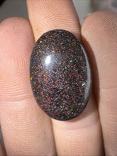 Load image into Gallery viewer, 13ct Australian Andamooka Black Matrix Rainbow Opal Gemstone Cabochon 23x15mm