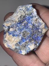 Load image into Gallery viewer, 28g Rare Blue Linarite on cerussite, with leadhillite Lapidary Rough Gemstone