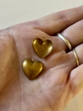 Load image into Gallery viewer, 10 pc Brass Puffy Heart Charm Pendant For Necklace Lot 16x18mm Jewlery Finding