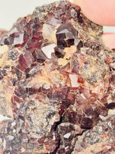 Load image into Gallery viewer, 288g Natural Red Garnet Crystal Cluster Display Specimen on Matrix W/ Calcite