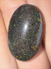 Load image into Gallery viewer, 15ct Australian Andamooka Black Matrix Rainbow Opal Gemstone Cabochon 24x15mm