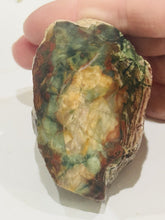 Load image into Gallery viewer, 125g Green Chalcedony Brecciated Picture Jasper Rough End Cut Old Stock 40x50mm