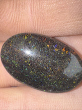 Load image into Gallery viewer, 15ct Australian Andamooka Black Matrix Rainbow Opal Gemstone Cabochon 24x15mm