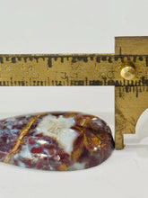 Load image into Gallery viewer, 48ct Red Moss Plume Agate Tear Drop Gemstone Cabochon 21x44mm Old Stock Lapidary