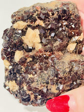 Load image into Gallery viewer, 288g Natural Red Garnet Crystal Cluster Display Specimen on Matrix W/ Calcite