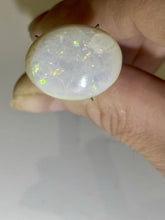 Load image into Gallery viewer, 11ct Natural Australian White Opal Oval Cabochon Flash Fire Gemstone 16x21mm