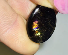Load image into Gallery viewer, 11ct Rare Fire Obsidian-Glass Butte Cabochon, Oregon Gemstone Lapidary 14x18mm