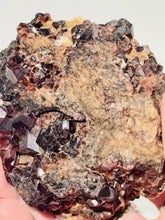 Load image into Gallery viewer, 288g Natural Red Garnet Crystal Cluster Display Specimen on Matrix W/ Calcite