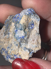 Load image into Gallery viewer, 28g Rare Blue Linarite on cerussite, with leadhillite Lapidary Rough Gemstone