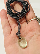 Load image into Gallery viewer, Sterling silver .925 Green Fluorite GemStone on Genuine Leather cord Necklace