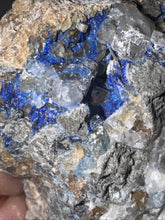 Load image into Gallery viewer, 152g Rare Blue Linarite on cerussite, with leadhillite Lapidary Rough Gemstone