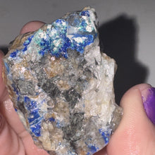 Load image into Gallery viewer, 91g Rare Blue Linarite on cerussite, with leadhillite Lapidary Rough Gemstone
