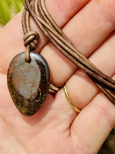 Load image into Gallery viewer, Handcrafted Australian Boulder Koroit Opal Genuine Leather Cord Necklace W/Flash