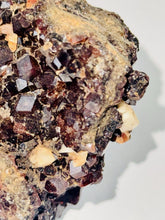 Load image into Gallery viewer, 288g Natural Red Garnet Crystal Cluster Display Specimen on Matrix W/ Calcite