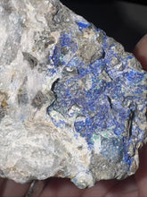 Load image into Gallery viewer, 101g Rare Blue Linarite on cerussite, with leadhillite Lapidary Rough Gemstone